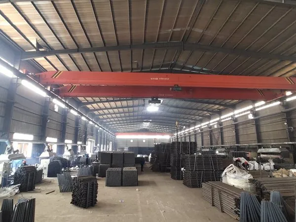Inside the production hall with overhead crane